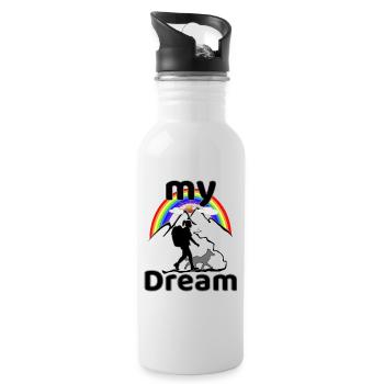 My Dream Hund mit Frau wandern - Trinkflasche mit integriertem Trinkhalm - Weiß - Rechts