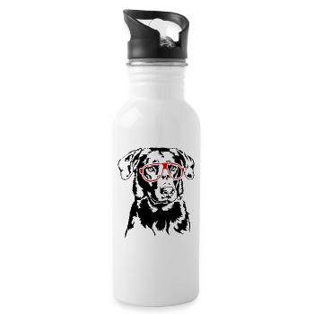 Funny BEAUCERON Glasses Dogs Dog Wilsigns - Water bottle with straw - white - Right