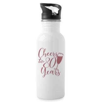 80th Birthday Women Her Birthday Girl 80 Years Old - Water bottle with straw - white - Right
