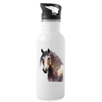 Aquarelles à cheval Equitation Sport équestre - Gourde avec paille intégrée - blanc - Droite