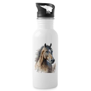 Aquarelles à cheval Cavalier - Gourde avec paille intégrée - blanc - Droite