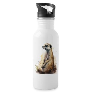 Suricate mignon mignon - Gourde avec paille intégrée - blanc - Droite