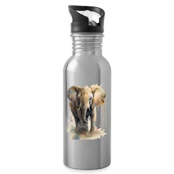 Süßer Kleiner Elefant Aquarell - Trinkflasche mit integriertem Trinkhalm - Lightsilver - Rechts