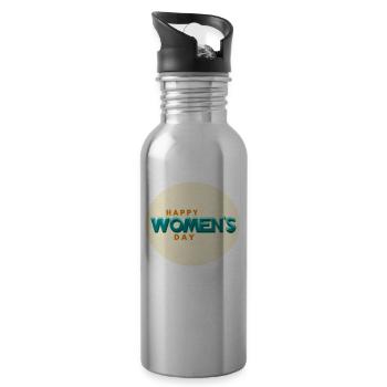 Bonne fête de la femme - Gourde avec paille intégrée - argent clair - Droite