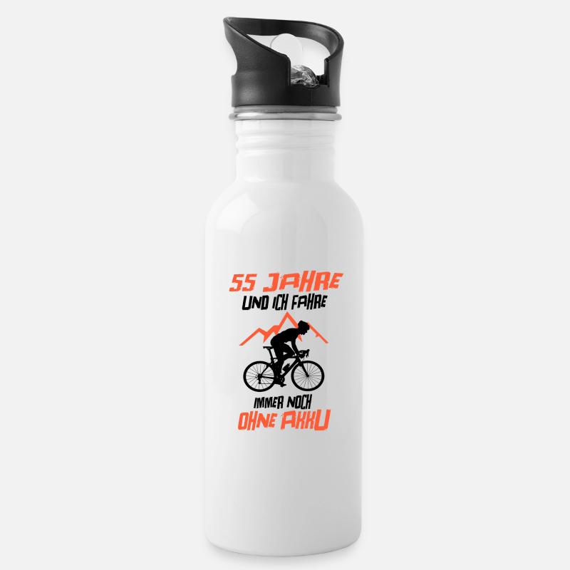 55. Geburtstag Radfahrer Fahrrad Geschenkidee - Trinkflasche mit integriertem Trinkhalm - Weiß