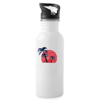 Sunset with palm trees - Water bottle with straw - white - Right