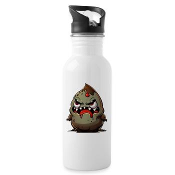 Funny Halloween Monster Poop Pile - Water bottle with straw - white - Right