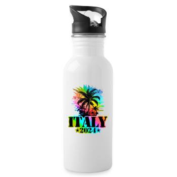 Italy 2024 Holiday Colorful - Water bottle with straw - white - Right