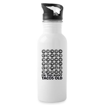 30th Birthday Funny I'm This Many Tacos Old - Water bottle with straw - white - Right