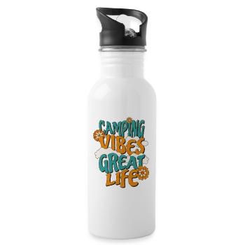 Camping Vibes Great Life - Gourde avec paille intégrée - blanc - Droite