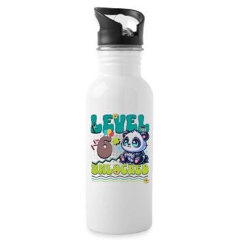 6th Birthday Level Unlocked Gaming Panda - Water bottle with straw - white - Right