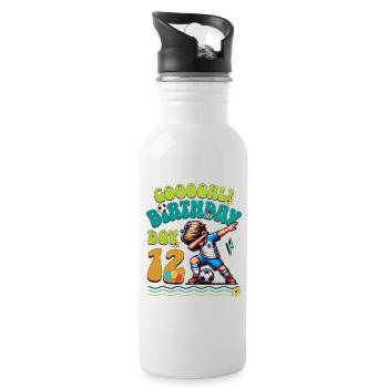 12th Birthday Football - Water bottle with straw - white - Right