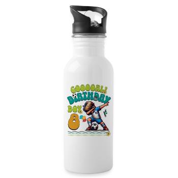 8th Birthday Football - Water bottle with straw - white - Right