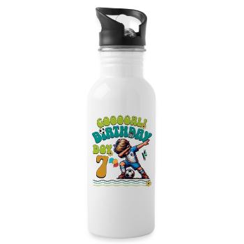 7. Geburtstag Fußball - Trinkflasche mit integriertem Trinkhalm - Weiß - Rechts