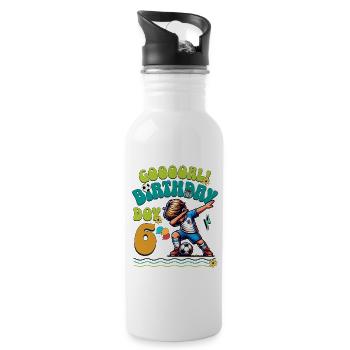 6th Birthday Football - Water bottle with straw - white - Right