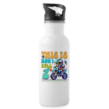 Motocross 2. Geburtstag - Trinkflasche mit integriertem Trinkhalm - Weiß - Rechts