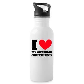 Paare Liebe Herz Freund Geschenkidee Beziehung - Trinkflasche mit integriertem Trinkhalm - Weiß - Rechts