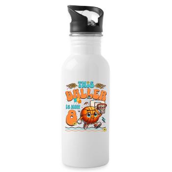 Basketball 8th Birthday Children's Birthday Party - Water bottle with straw - white - Right