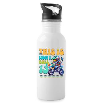 13e anniversaire de motocross - Gourde avec paille intégrée - blanc - Droite
