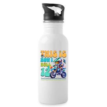 Motocross 12th Birthday - Water bottle with straw - white - Right