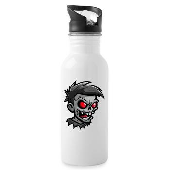 Bande dessinée d’Halloween zombie - Gourde avec paille intégrée - blanc - Droite