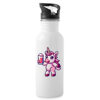 Licorne Bière Pixel - Gourde avec paille intégrée - blanc - Droite
