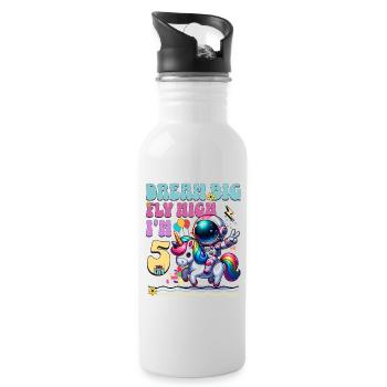 Astronaute Licorne 5e anniversaire - Gourde avec paille intégrée - blanc - Droite
