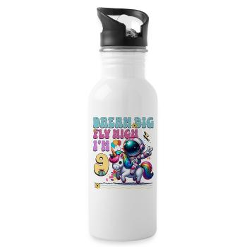 9e anniversaire de l’astronaute Licorne - Gourde avec paille intégrée - blanc - Droite