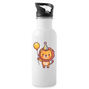 Bande dessinée d’anniversaire de Leo - Gourde avec paille intégrée - blanc - Droite