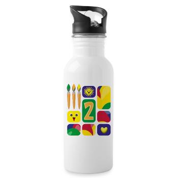 2 / Lustige zwei mit Pinsel zum Geburtstag. - Trinkflasche mit integriertem Trinkhalm - Weiß - Rechts