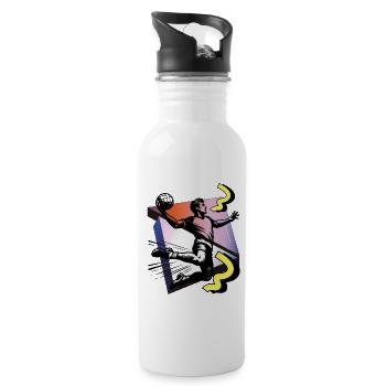 Handball Handballer - Trinkflasche mit integriertem Trinkhalm - Weiß - Rechts