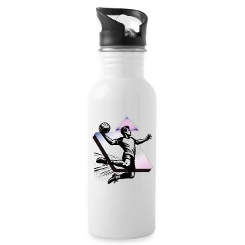 Handball Handballer - Trinkflasche mit integriertem Trinkhalm - Weiß - Rechts