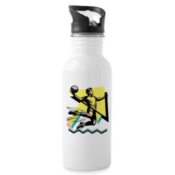 Handball Handballer - Trinkflasche mit integriertem Trinkhalm - Weiß - Rechts