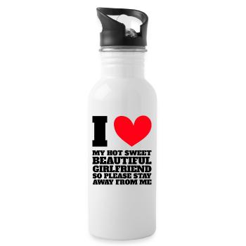 Ich Liebe Meine Freundin Paare Freund Geschenkidee - Trinkflasche mit integriertem Trinkhalm - Weiß - Rechts