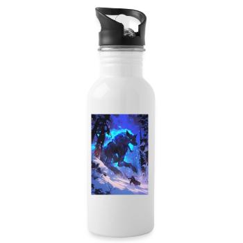 Wolf Anime Manga Fantasy - Water bottle with straw - white - Right