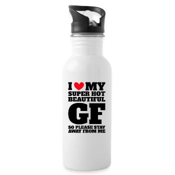 Ich Liebe Meine Freundin Paare Freund Geschenkidee - Trinkflasche mit integriertem Trinkhalm - Weiß - Rechts