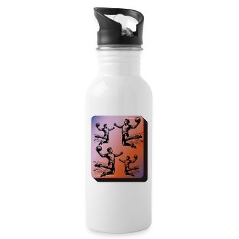 Handball Handballer - Trinkflasche mit integriertem Trinkhalm - Weiß - Rechts