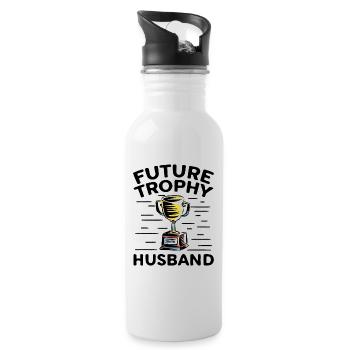 Husband Groom Marriage Engagement Gift Idea - Water bottle with straw - white - Right