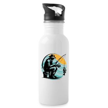 Angler Fishing - Water bottle with straw - white - Right