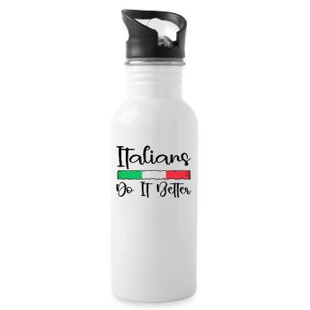 Italian Italy Italian Woman Gift Idea Humor - Water bottle with straw - white - Right
