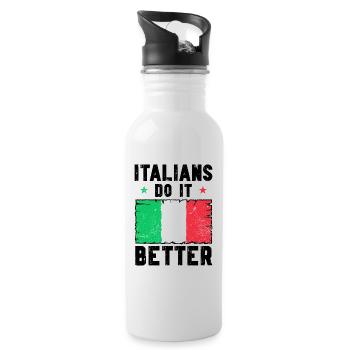 Italian Italy Funny Saying Gift Idea - Water bottle with straw - white - Right
