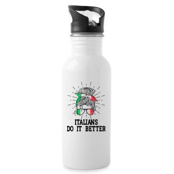 Italienerin Italien Lustiger Spruch Geschenkidee - Trinkflasche mit integriertem Trinkhalm - Weiß - Rechts