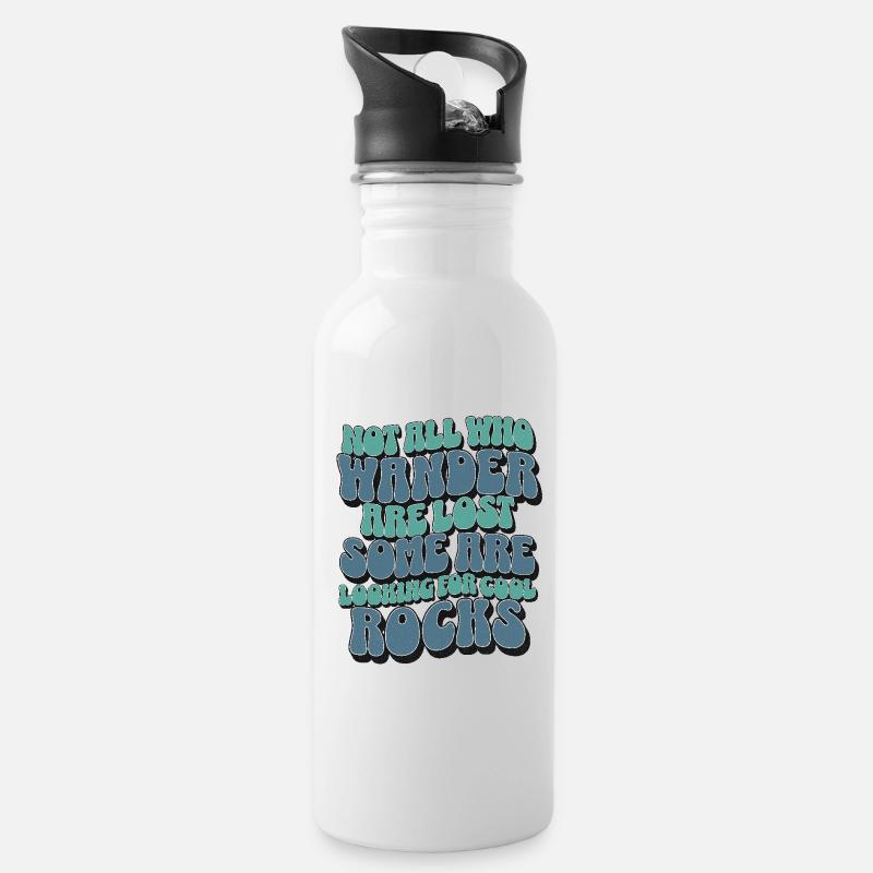 Steine - Trinkflasche mit integriertem Trinkhalm - Weiß