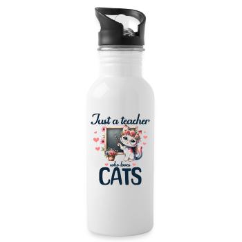 Teacher Who Loves Cats - Water bottle with straw - white - Right