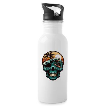 Surfing Surfer skull - Water bottle with straw - white - Right