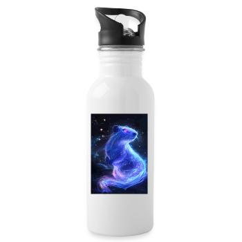 Capybara Fantasy - Trinkflasche mit integriertem Trinkhalm - Weiß - Rechts