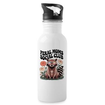 Waschbär Mama Verein - Trinkflasche mit integriertem Trinkhalm - Weiß - Rechts