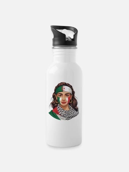 Algérie Femme Algérienne Palestine - Gourde avec paille intégrée - blanc