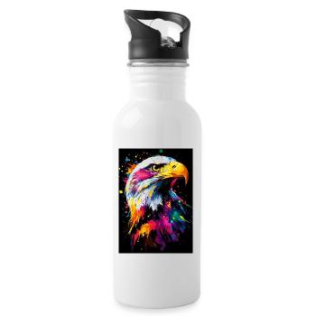 Eagle Bird Pop Art Colorful - Water bottle with straw - white - Right