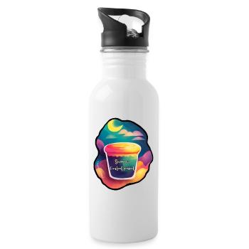 Genießen Sie den Moment - Trinkflasche mit integriertem Trinkhalm - Weiß - Rechts